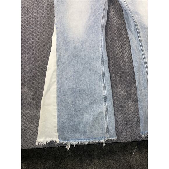 Flying Monkey High Rise Blue White Flare Stretch Jeans Women's 34 18 Festival XL - Picture 2 of 9